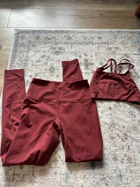 Zella Deep Wine High‑Waist Legging and Bra Set
